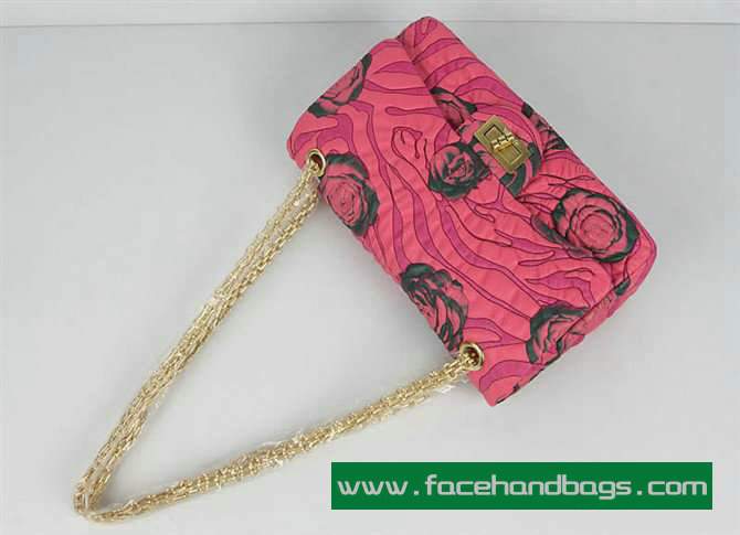 Chanel 2.55 Rose Handbag 50145 Gold Hardware-Pink Green
